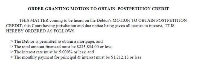 Order Granting Motion To Obtain Postpetition Credit