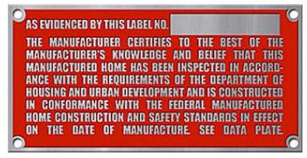 HUD certification label