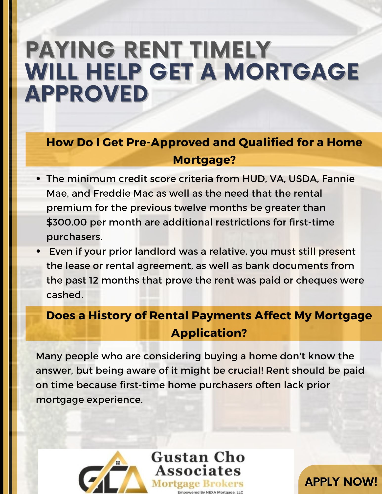 Paying Rent Timely Will Help Get a Mortgage Approved