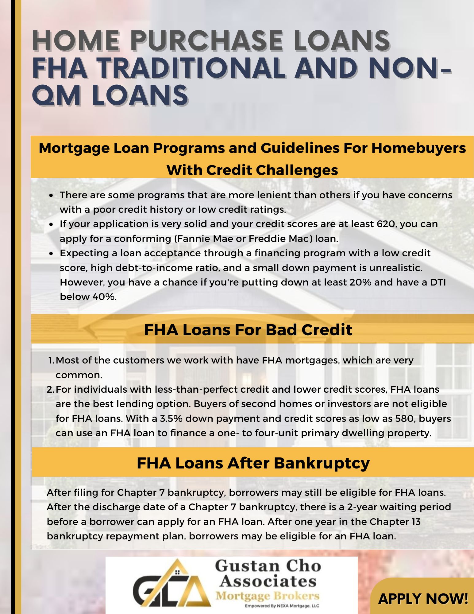 Mortgage Loan Programs and Guidelines For Homebuyers With Credit Challenges